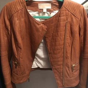 Michael Kors leather moto jacket